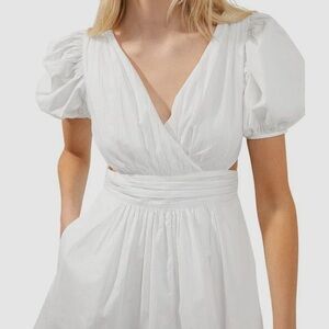 French Connection White Wrap Pleated Mini Dress
